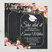 Ze deed het, schoolbordafstudeerfeest kaart (Voorkant / Achterkant)