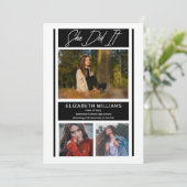 Ze deed het simpele minimalistische BW-Afstuderen Aankondiging (Staand voorkant)