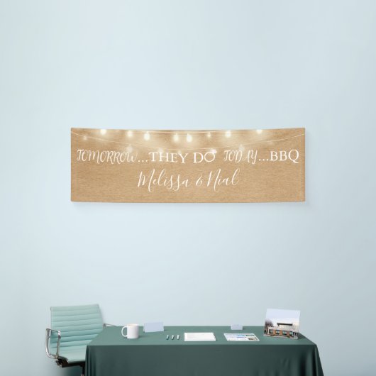 Ze doen het BBQ Rustic String Lights-Verloving Spandoek (Beurs)
