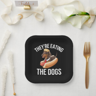 Ze Eten De Honden Donald Trump Debat 2024 Papieren Bordje