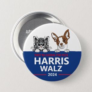 Ze eten de huisdieren - Vote Harris Walz Ronde Button 7,6 Cm