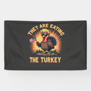 Ze eten de kalkoen Trump Vance Spandoek