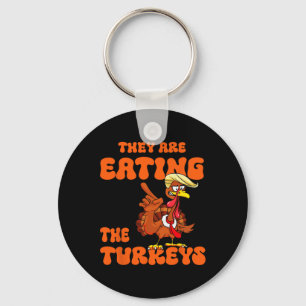 Ze eten de kalkoenen met Thanksgiving Trump Humo Sleutelhanger