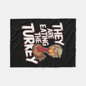 Ze eten Turkije Donald Trump Thanksgiving Fleece Deken (Voorkant (Horizontaal))