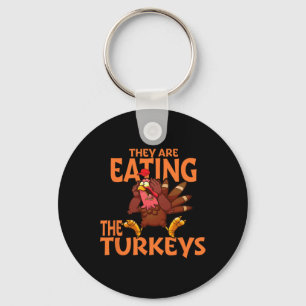 Ze eten Turkije grappig Donald Trump Thanksgiving Sleutelhanger