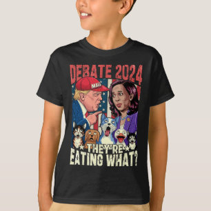 Ze eten wat grappig debat Verkiezing 2024 huisdier T-shirt