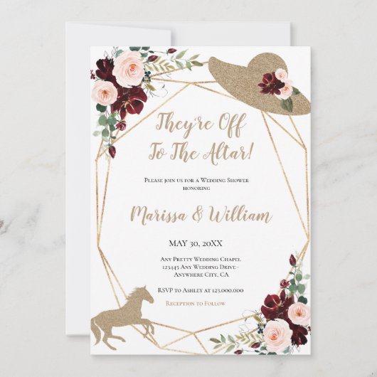 Ze gaan naar het bruiloftsfeest met paardenrace Th Kaart (Voorkant)