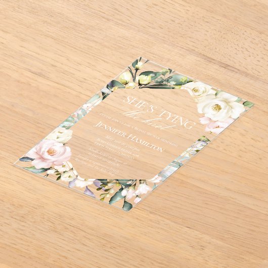 Ze gaat trouwen | Boho Bloemige Bruidsborrel Acryl Uitnodigingen (Laagn)