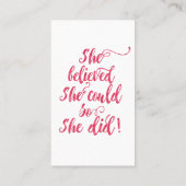 Ze geloofde dat ze dat kon, dus deed ze vrouwelijk visitekaartje (Achterkant)