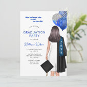 Ze geloofde dat ze een afstudeerfeest met blauwe f kaart (Staand voorkant)