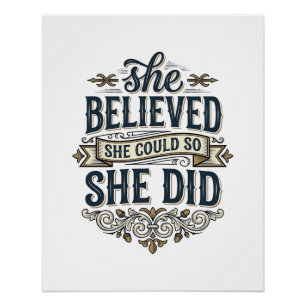 Ze geloofde dat ze een vintage motivatie-shirt dee perfect poster