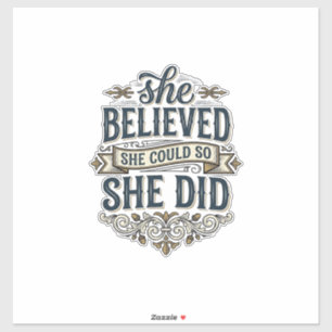 Ze geloofde dat ze een vintage motivatie-shirt dee sticker