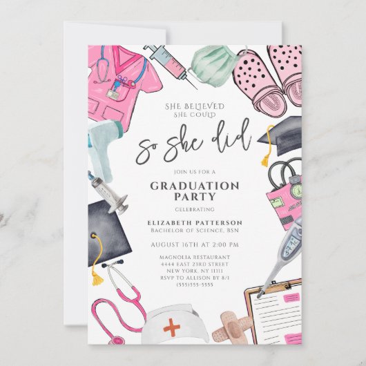 Ze geloofde dat ze het afstudeerfeest kon verzorge kaart (Voorkant)