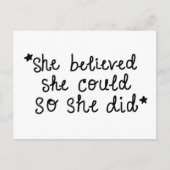 Ze geloofde dat ze het kon, dus deed ze Briefkaart (Voorkant)