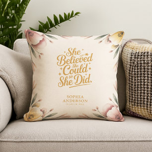 Ze geloofde dat ze het kon Elegant Floral Afstud Kussen