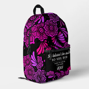 Ze geloofde dat ze het kon Zwarte Magenta Bloem Bl Bedrukte Rugzak