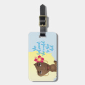 Ze geloofde dat ze kon, zwarte vrouw, blauw bagagelabel (Voorkant verticaal)