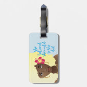 Ze geloofde dat ze kon, zwarte vrouw, blauw bagagelabel (Achterkant verticaal)