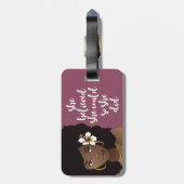 Ze geloofde dat ze kon, zwarte vrouw, bloeiend Paa Bagagelabel (Achterkant verticaal)