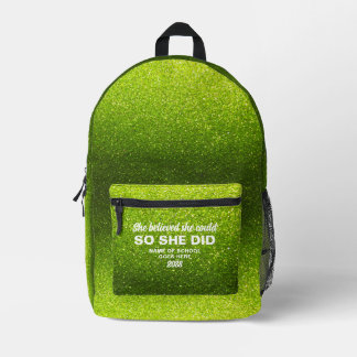 Ze Geloofde Dat Ze Lime Groen Glitter Vonken Kon Bedrukte Rugzak