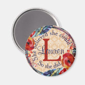 Ze geloofde dat ze Monogram Floral kon maken Magneet (Voorkant / Achterkant)