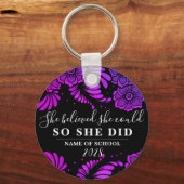 Ze geloofde dat ze Paarse bloemen kon zwart maken Sleutelhanger (Voorkant)