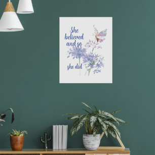 "Ze geloofde en dus Motivatie Spreuk Vlinder Poster