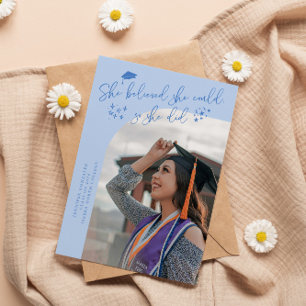 Ze geloofde in Icy Blue Graduate Gebogen Foto Aankondiging