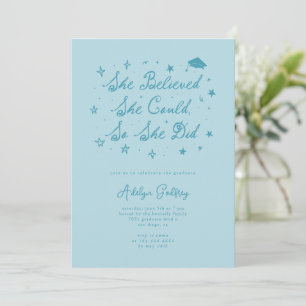 Ze geloofde in typografie turquoise grad feest kaart