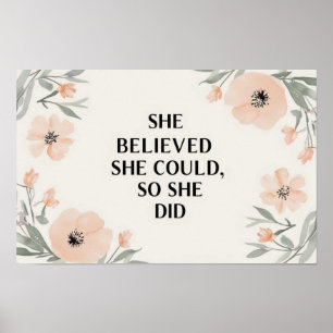 Ze geloofde minimalistisch poster wilde bloemen pe