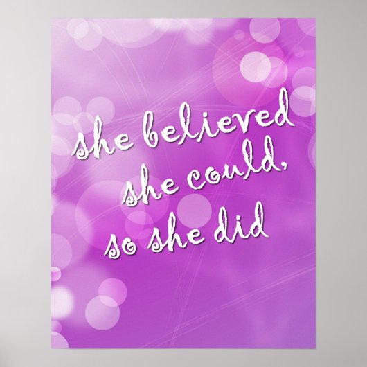 "Ze geloofde..." Motivatie Poster voor meisjes (Voorkant)