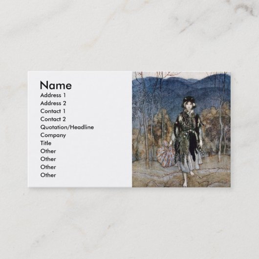 Ze ging langs, ging langs en ging verder. visitekaartje (Voorkant)