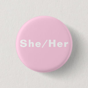 Ze, haar, Gender Pronouns Lgbtq lichtroze trots Ronde Button 3,2 Cm