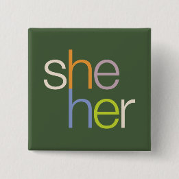 ze haar Pronoun Button Pin