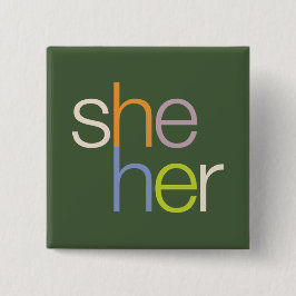 ze haar Pronoun Button Pin