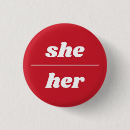 Ze/haar Pronoun Pin, Button van 1¼ inch