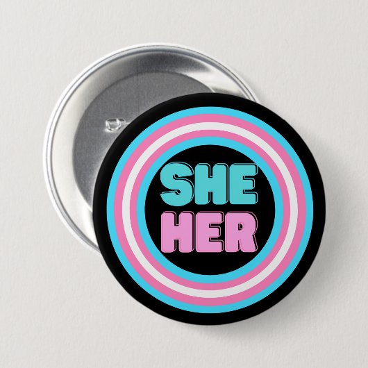 ZE HAAR Pronoun Trans Pride Button (Voorkant /achterkant)