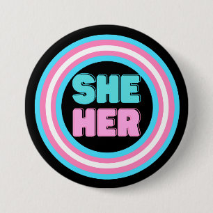 ZE HAAR Pronoun Trans Pride Button