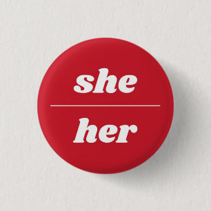 Ze/haar voorkeur voor Pronoun Pin, Button van 1¼ 