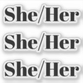 Ze, haar, zwarte letters - 3 stickers per vel (Voorkant)