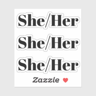 Ze, haar, zwarte letters - 3 stickers per vel