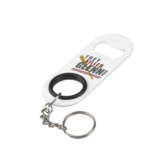 "Ze hebben Glenn gedood" Walkende dode pan Mini Flessenopener (Achterkant Gekanteld)