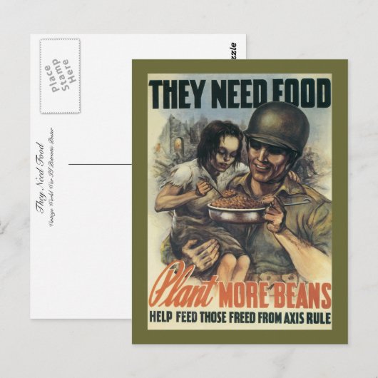 Ze hebben voedsel nodig ~ Plant meer bonen Briefkaart (Voorkant / Achterkant)