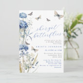 Ze heeft Butterflies Blue Hydrangea Vrijgezellenfe Kaart (Staand voorkant)