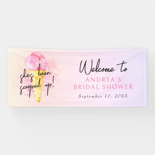 Ze heeft een roze ijsje vrijgezellenfeest geschept spandoek (Horizontaal)
