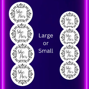 Ze heeft haar Fancy Lijst Ronde Sticker