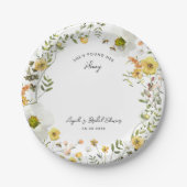 Ze Heeft Haar Honing Gele Bloemige Bruidsdouche Papieren Bordje (Voorkant)