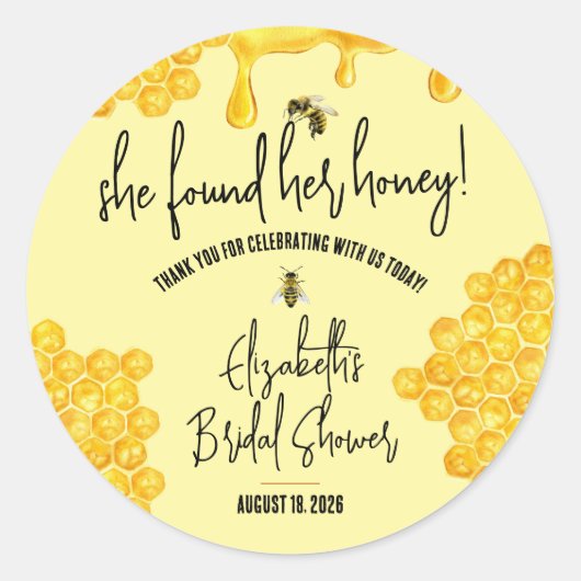 Ze heeft haar honing gevonden! Honeybee bruids gun Ronde Sticker (Voorkant)