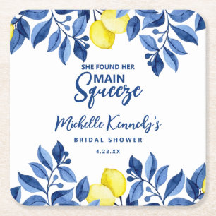 Ze Heeft Haar Hoofdklem Bruiloft Bridal Shower Vierkante Kartonnen Onderzetter