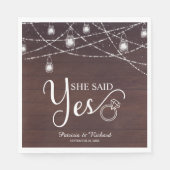 Ze Heeft Ja Gezegd Rustic Bruiloft Feest Servet (Voorkant)